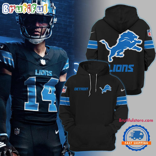 Detroit Lions Team 2024 Black Motor City Muscle Hoodie Shirt