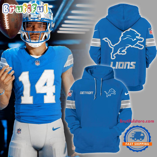 Detroit Lions Team 2024 Blue Throwback THE CLASSIC Hoodie
