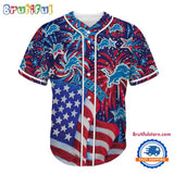 Detroit Lions USA Flag Independence Day Baseball Jersey, Sport Team 4th of July Jersey