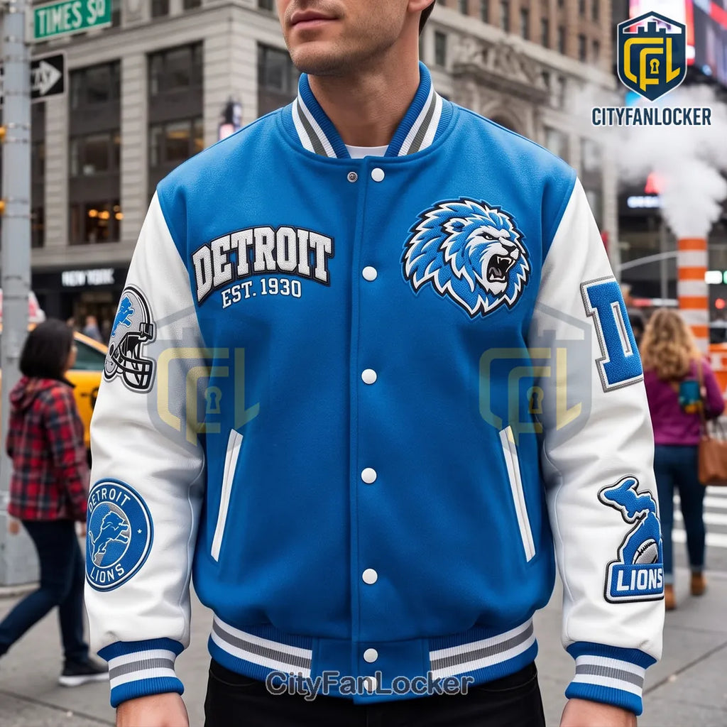 Detroit Lions Varsity Baseball Jacket