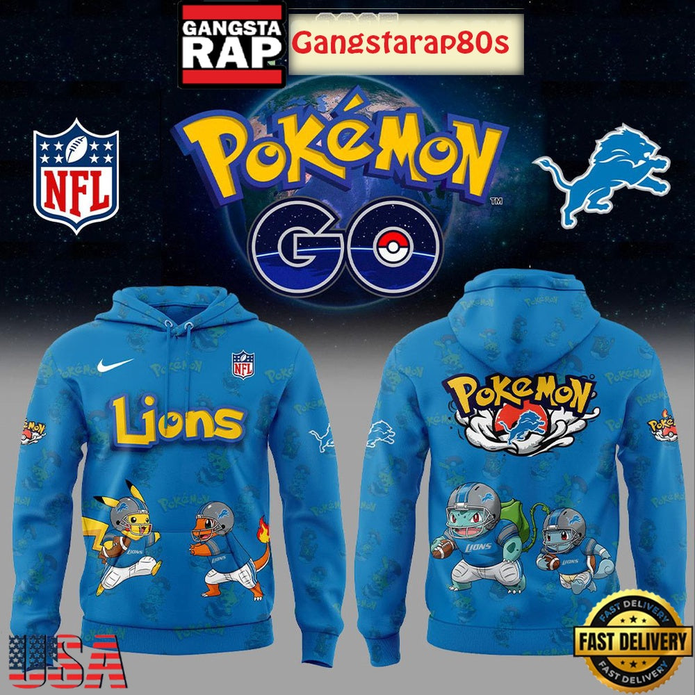 Detroit Lions x Pokemon Go 2025 Unisex 3D Hoodie