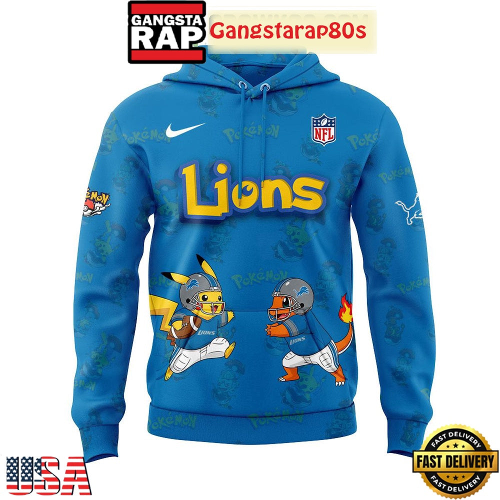 Detroit Lions x Pokemon Go 2025 Unisex 3D Hoodie