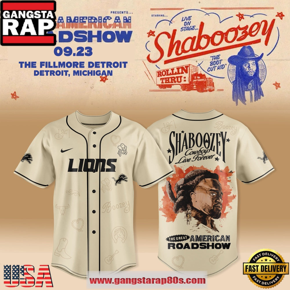 Detroit Lions X Shaboozey The Great American Roadshow 2025 Special Baseball Jersey