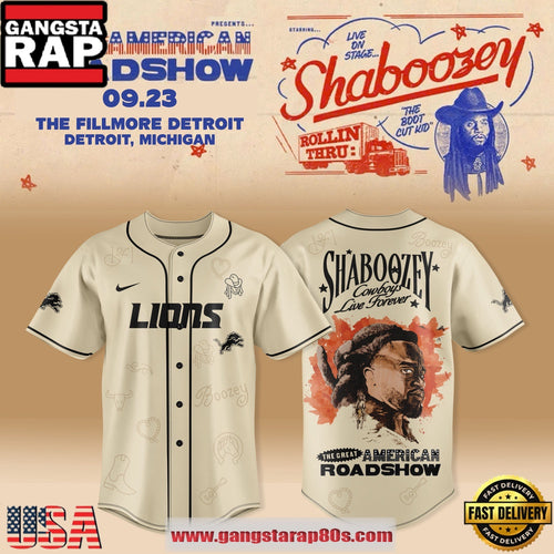 Detroit Lions X Shaboozey The Great American Roadshow 2025 Special Baseball Jersey