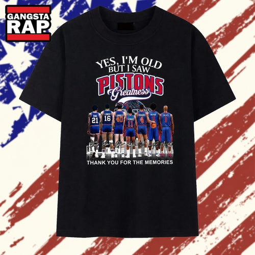 Detroit Pistons Greatness Signatures Vintage Basketball T Shirt