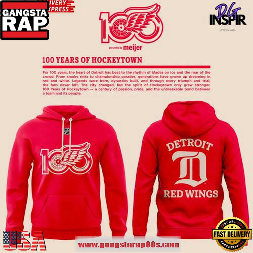 Detroit Red Wings 100 Years of Hockeytown Limited Edition All Over Print Hoodie