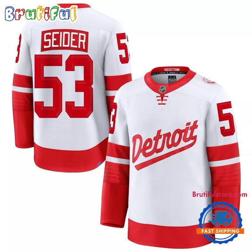 Detroit Red Wings 2025 NHL Stadium Series Moritz Seider #53 Hockey Jerssey