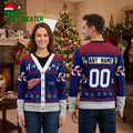 Detroit Red Wings Reindeer Pattern Custom Name And Number Ugly Christmas Sweater