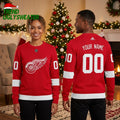 Detroit Red Wings Winged Wheel Custom Name And Number Ugly Christmas Sweater