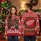 Detroit Red Wings Winged Wheel Hockey Christmas Tree Ugly Christmas Sweater