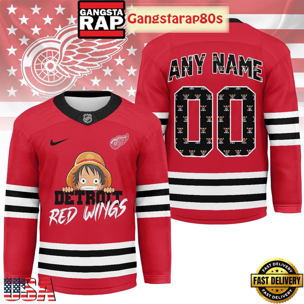 Detroit Red Wings x One Piece Custom Hockey Jersey
