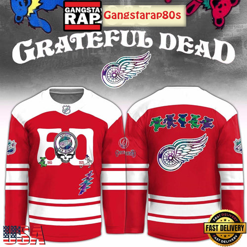 Detroit Red Wings x Grateful Dead 60 Years Special Edition Hockey Jersey