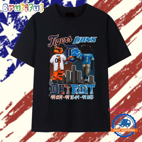 Detroit Tigers And Lions Mascot Sporty 2025 T Shirt