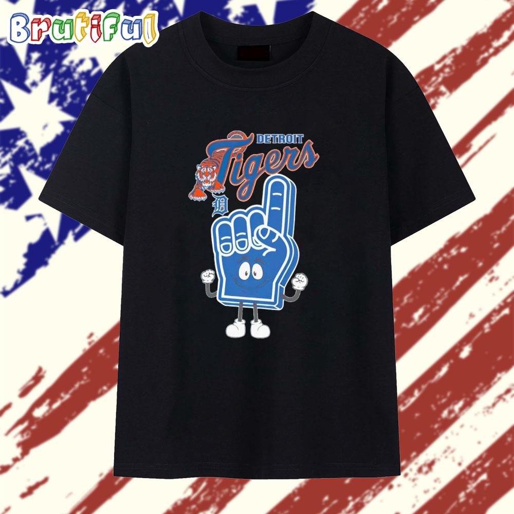 Detroit Tigers Baseball Foam Finger Hand T Shirt
