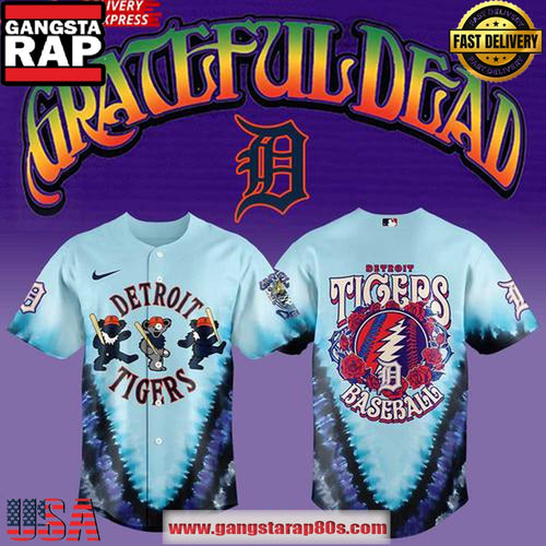 Detroit Tigers Grateful Dead 60th Anniversary Limited Edition Baseball Jersey Shirt