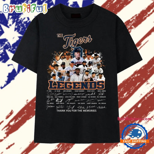 Detroit Tigers Legends Players Signatures Vintage Graphic T Shirt