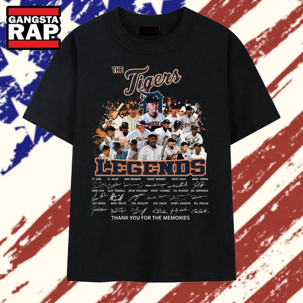 Detroit Tigers Legends Players Signatures Vintage Graphic T Shirt