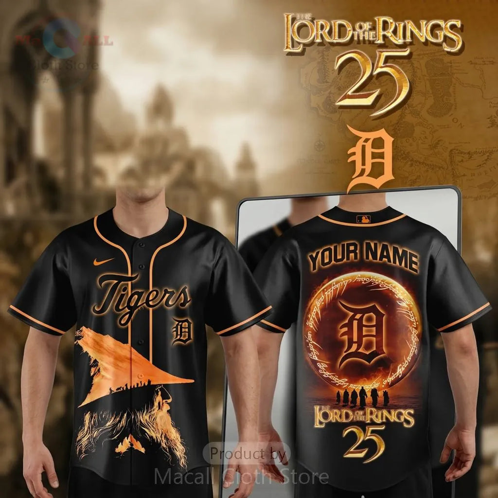 Detroit Tigers Lord of the Rings 25th Anniversary Custom Baseball Jersey