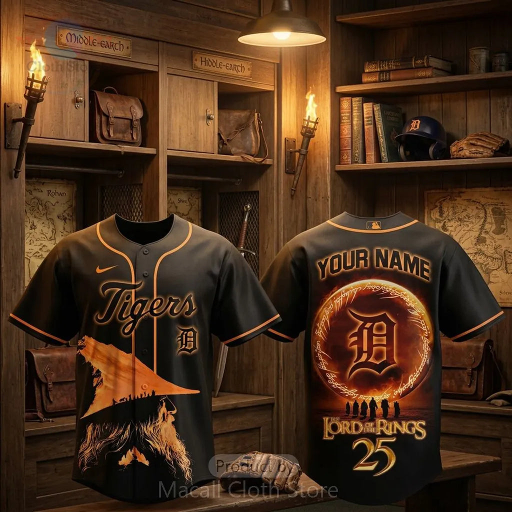 Detroit Tigers Lord of the Rings 25th Anniversary Custom Baseball Jersey