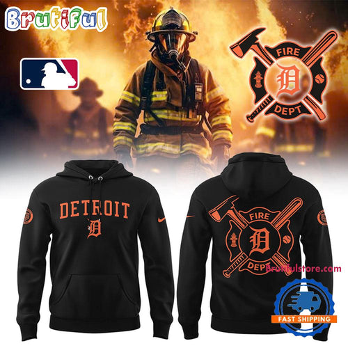 Detroit Tigers x Firefighter Appreciation Night 2025 Black Hoodie