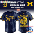 Detroit Tigers x Michigan Wolverines Night Game 2025 Baseball Jersey