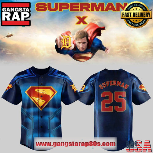 Detroit Tigers x Superman 2025 Special Edition Baseball Jersey Shirt