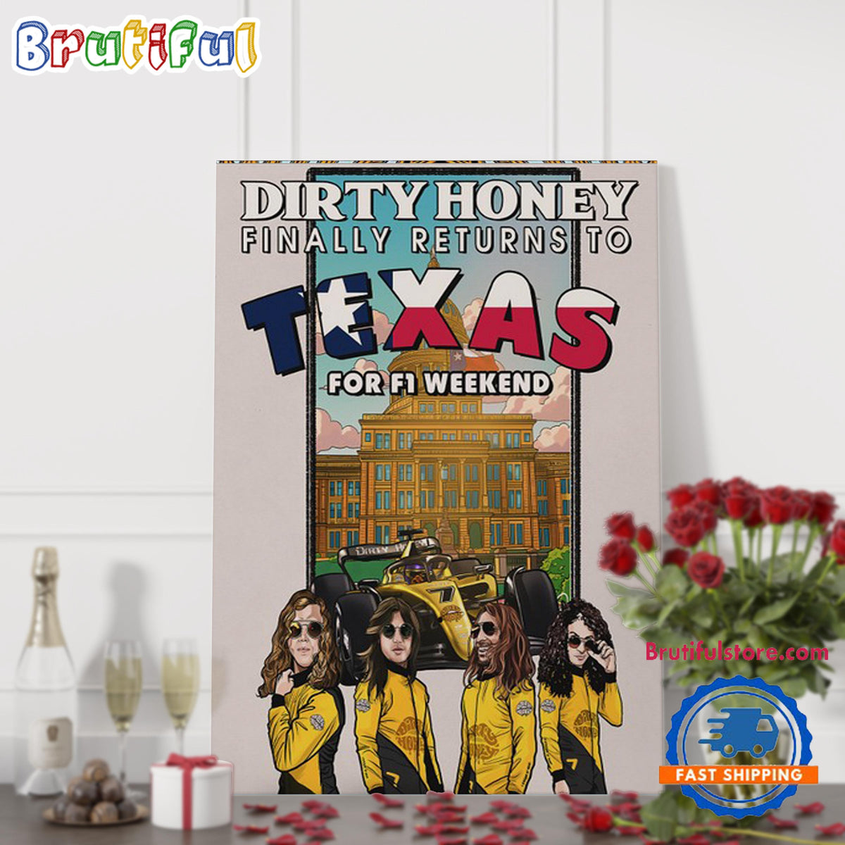 Dirty Honey Fort Worth TX &Austin TX Tour Oct 18-20 2024 Tour Wall Art Poster Canvas