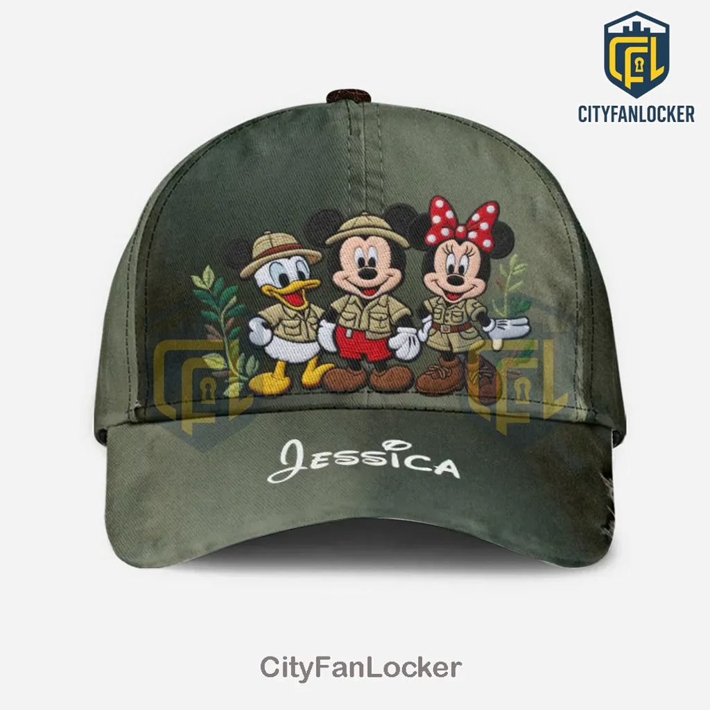 Disney Safari Adventure Personalized Distressed Green Embroidered Baseball Cap