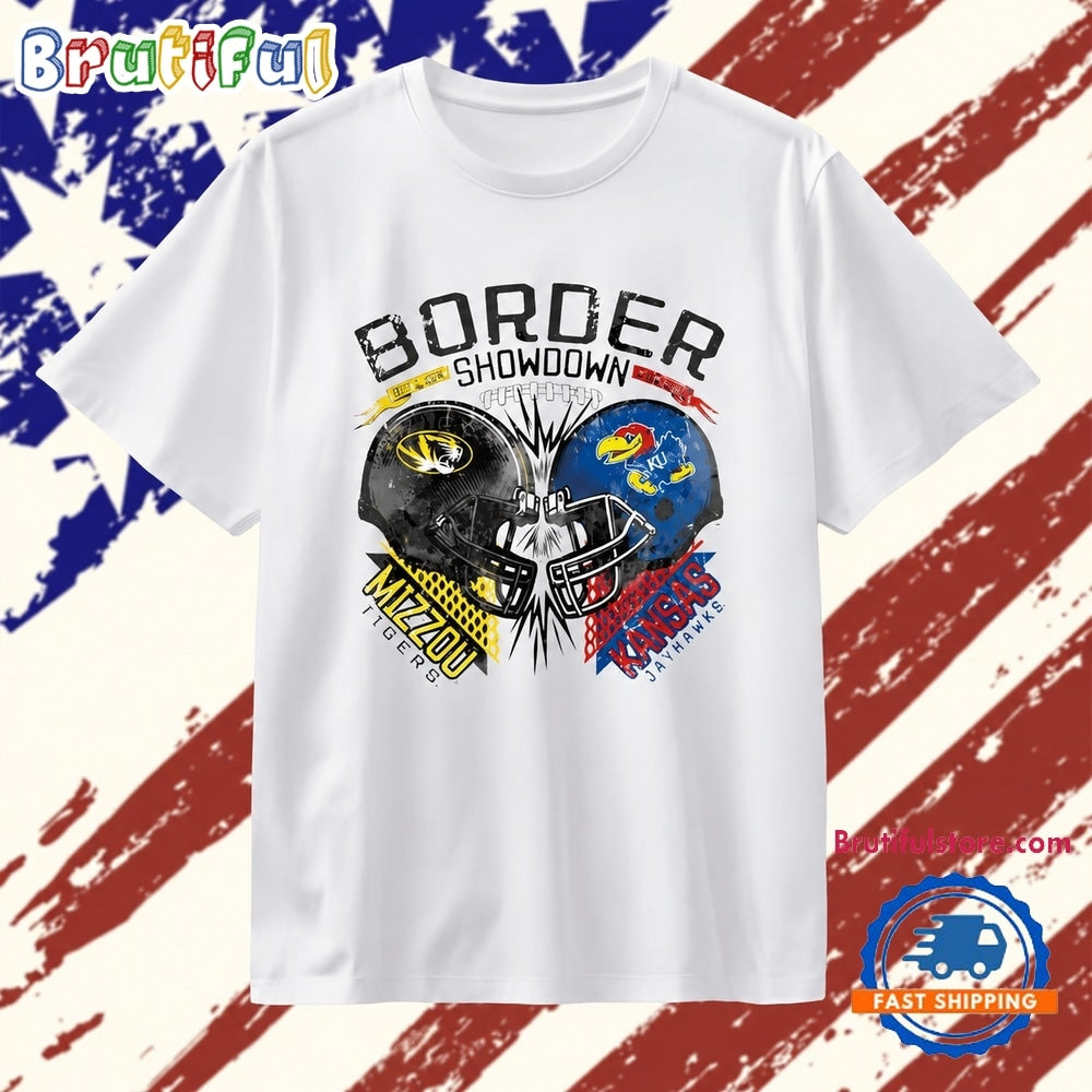 Distressed border showdown Mizzou Tigers vs Kansas Jayhawks Sept 14 2024 T Shirt