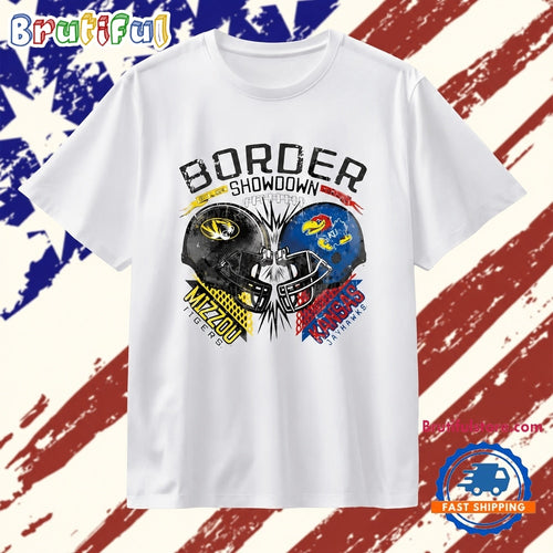 Distressed border showdown Mizzou Tigers vs Kansas Jayhawks Sept 14 2024 T Shirt