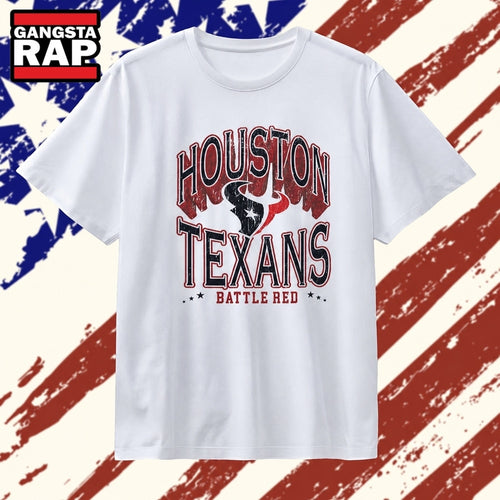 Distressed Houston Texans Battle Red Logo T Shirt , Vintage Trending Shirt