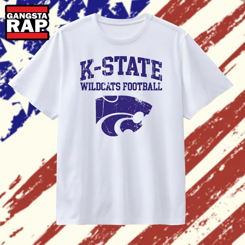 Distressed K State Wildcats Football Logo T Shirt