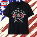 Distressed New England Patriots Heart and Axes Logo T Shirt