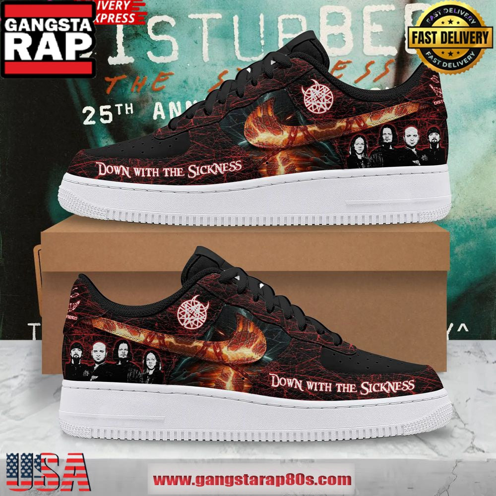 Disturbed Down with the Sickness 25th Anniversary Air Force 1 Running Sneakers Shoes