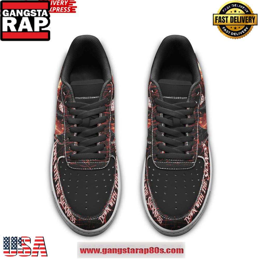 Disturbed Down with the Sickness 25th Anniversary Air Force 1 Running Sneakers Shoes
