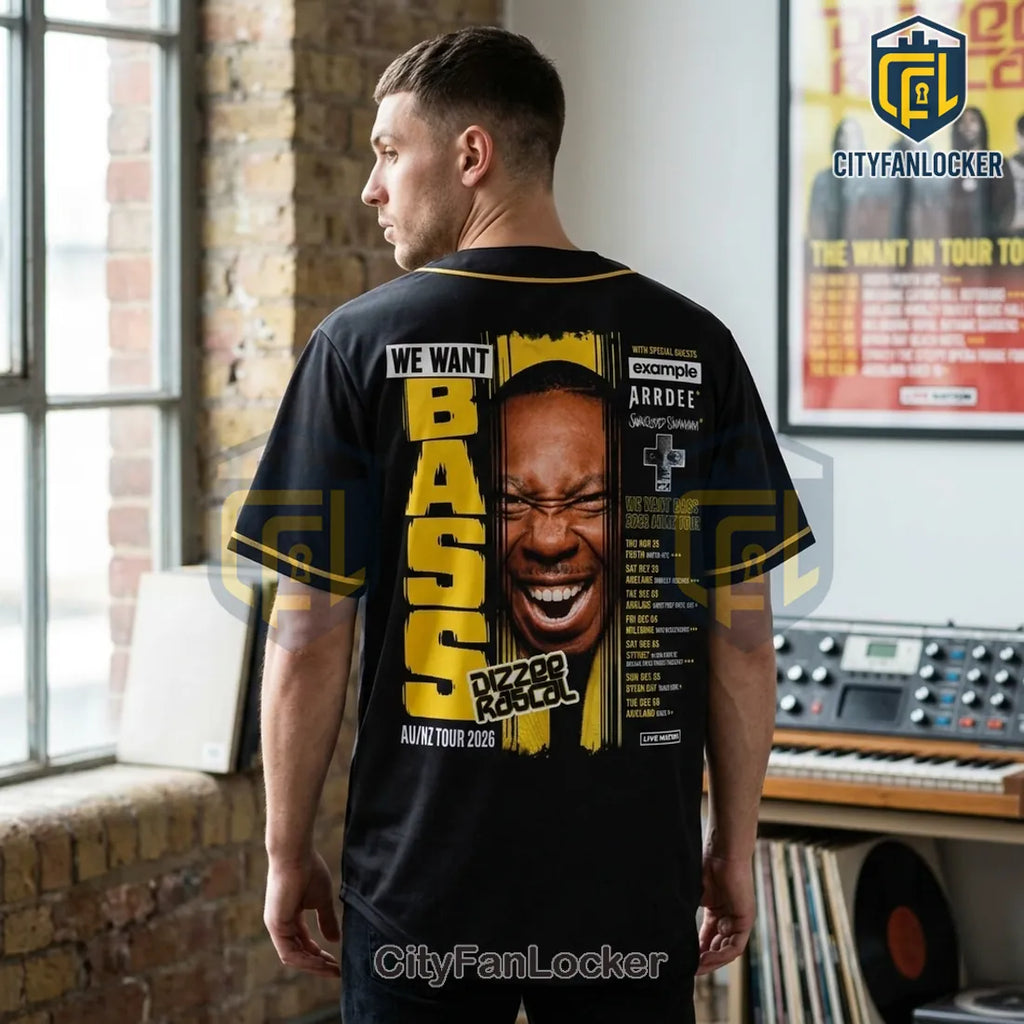 Dizzee Rascal We Want Bass 2026 Tour Black Baseball Jersey