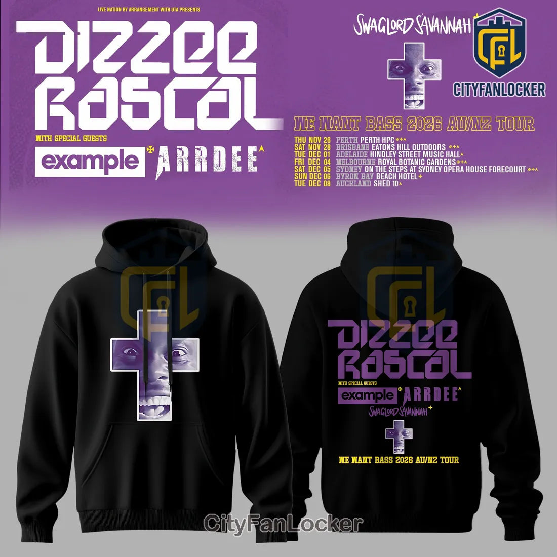 Dizzee Rascal We Want Bass 2026 Tour Black Hoodie