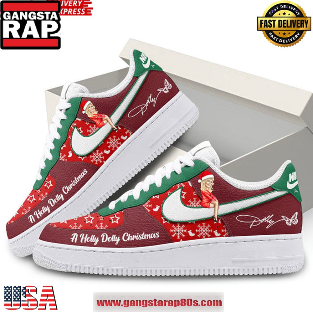 Dolly Parton A Holly Dolly Christmas Air Force 1 Running Sneakers Shoes