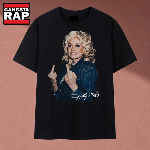 Dolly Parton Attitude Middle Finger Denim Vintage Graphic T Shirt, Music 2D Shirt