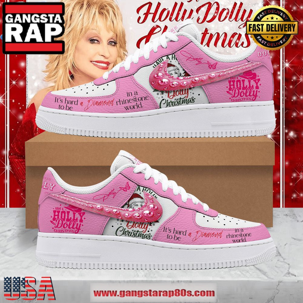 Dolly Parton Christmas 2024 Limited Edition Pink Air Force 1 Running Sneakers Shoes