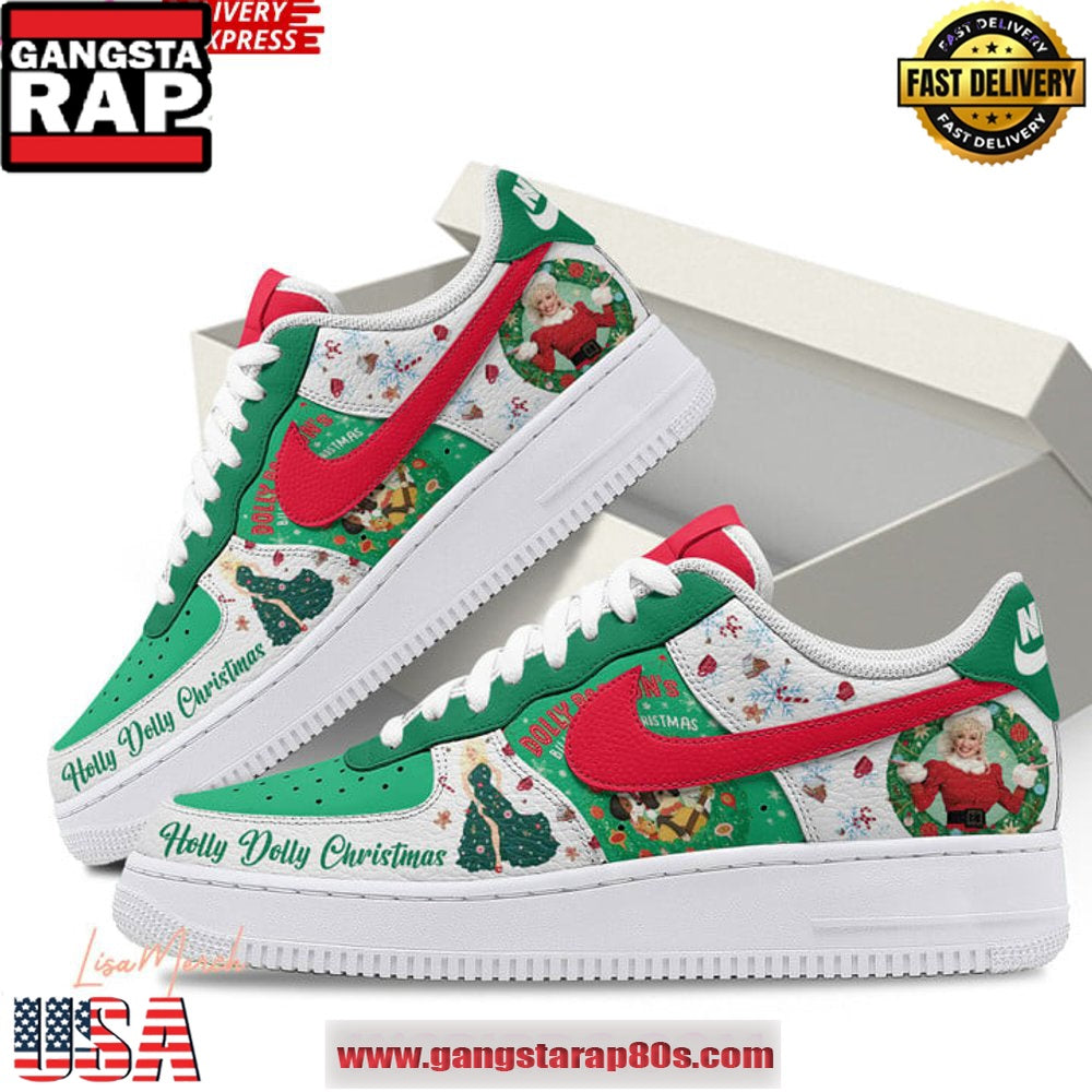 Dolly Parton Holly Dolly Christmas Limited Edition Air Force 1 Running Sneakers