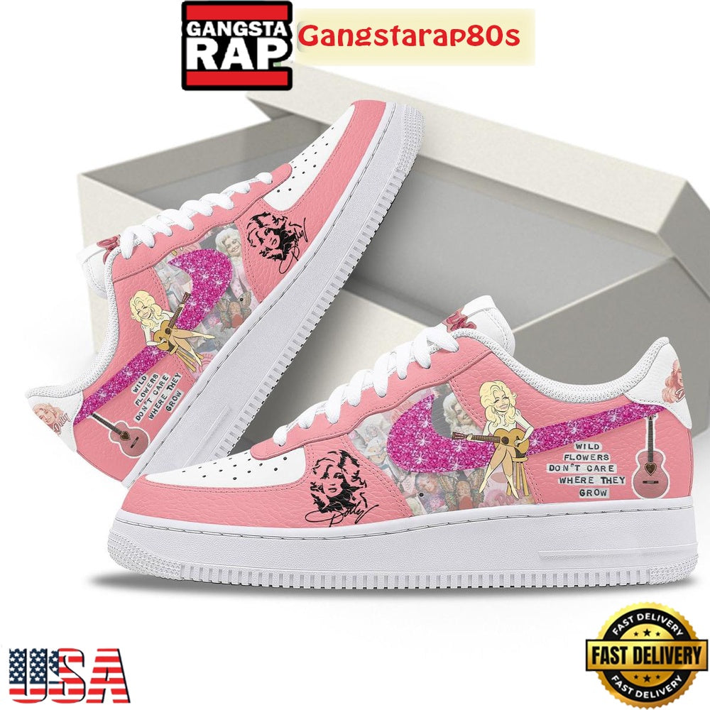 Dolly Parton Wild Flowers Don’t Care Where They Grow Special Edition Air Force 1 Shoes Running Sneakers