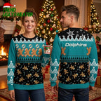 Dolphins Gingerbread Man Ugly Christmas Sweater
