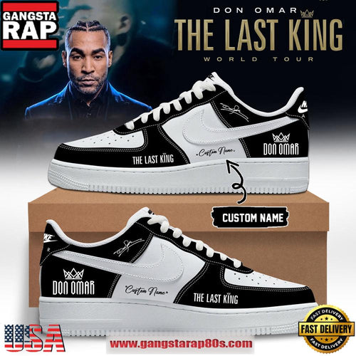 DON OMAR The Last King World Tour 2026 Limited Edition Signature Black Air Force 1 Fashions Shoes