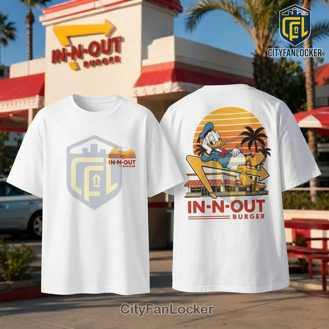 Donald Duck In-N-Out Burger White T-Shirt