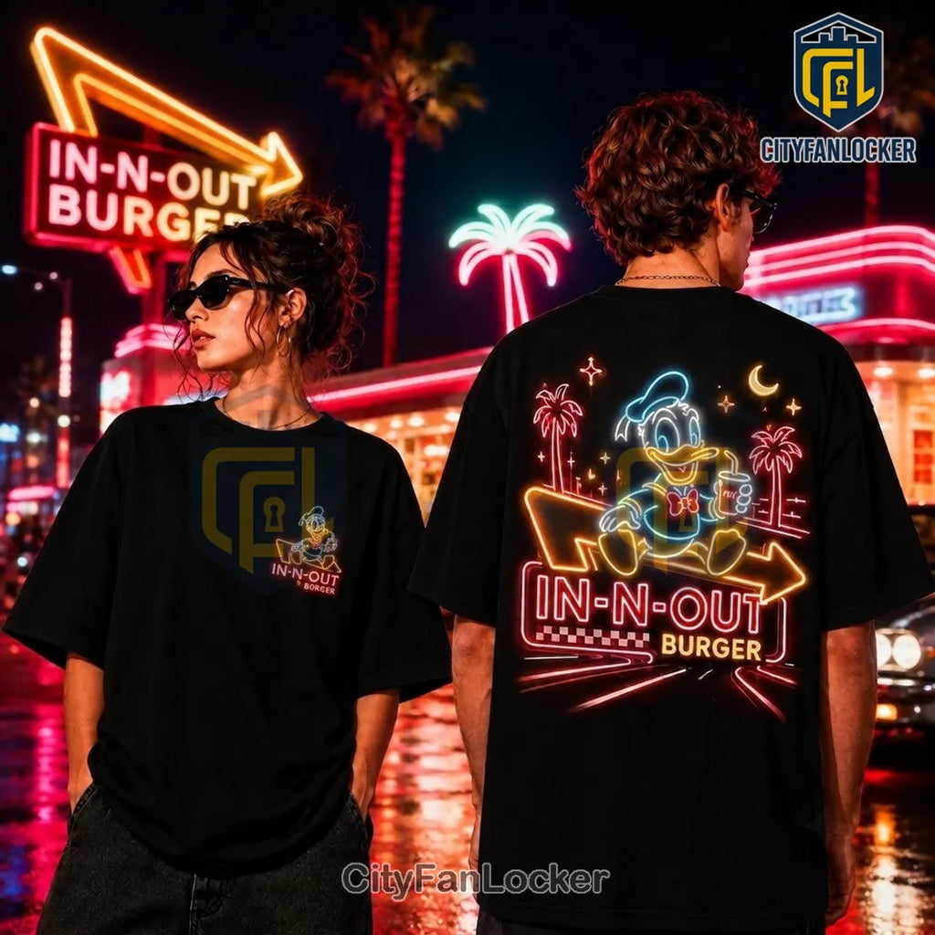Donald Duck Neon Sign Black T-Shirt