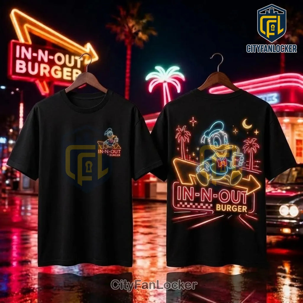 Donald Duck Neon Sign Black T-Shirt