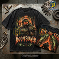 Doom Slayer Hellfire Battle Distressed T-Shirt