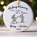Making Memories On Trail At A Time Hiking - Personalized Circle Ceramic Ornament - Christmas Gift For Hiker, Hiking Lovers