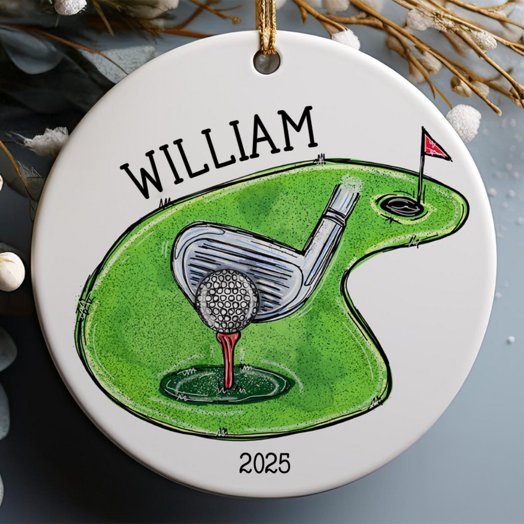 Golfer Daddy Dad Christmas Ornament - Personalized Custom Ceramic Ornament - Christmas Gift For Golf Lovers